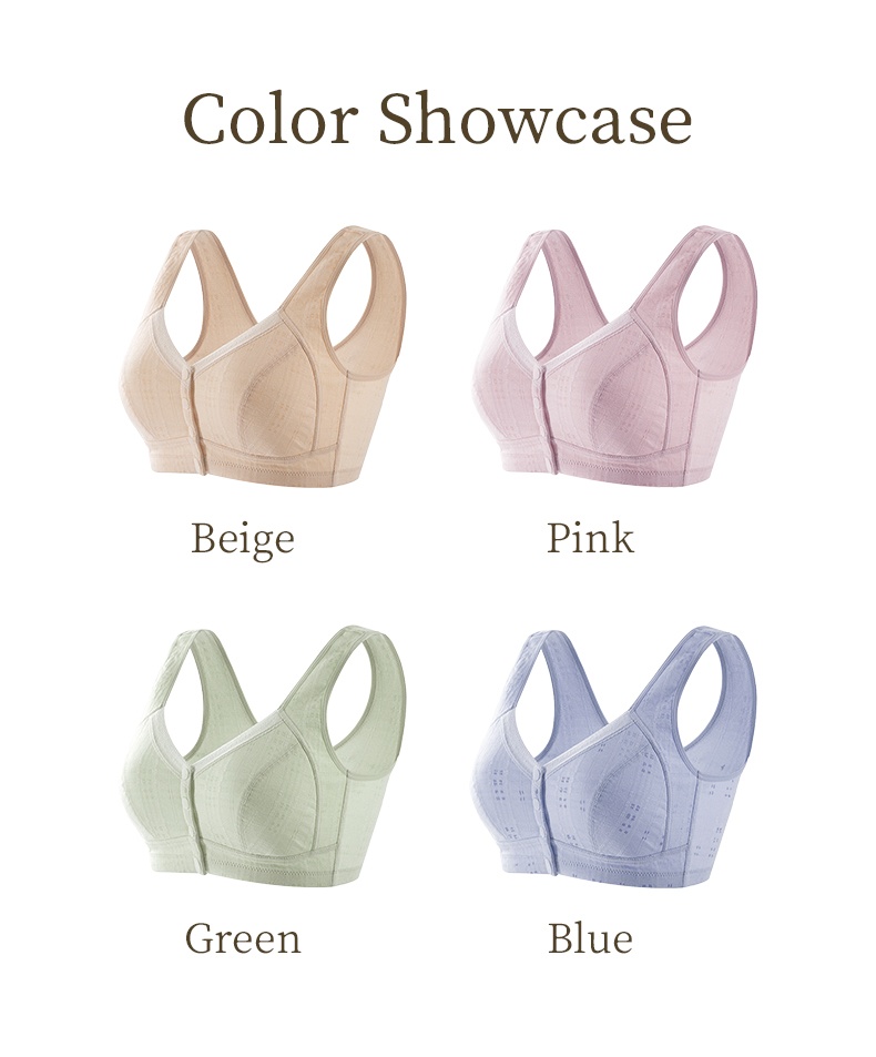 Lightweight Skin-friendly Front Closure Wireless Bra Vest Style Plus Size Comfort Cotton Cups Anti-sagging VEIMIA