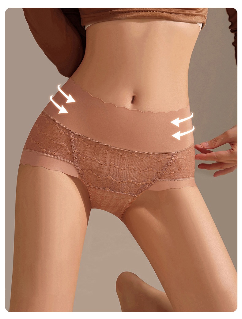 Seamless Sexy Lace Panties Comfortable Wrapping Mulberry Silk Crotch Plus Size VEIMIA