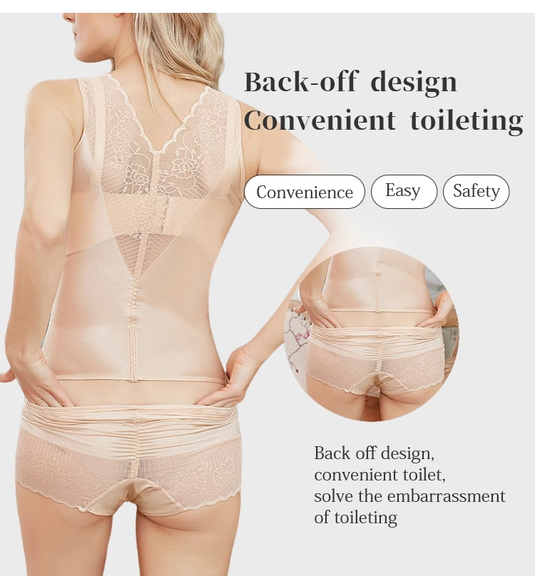 V-neck Seamless Professional Body Shaper Tummy Control Bodysuit Energy Stone Veimia