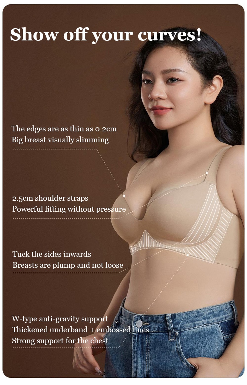 Plus Size Wireless Push Up Bras Anti-Gravity Seamless Massage Padded Anti-sagging & Gathering VEIMIA