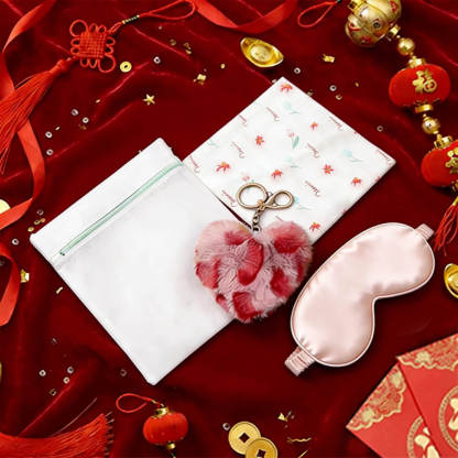 VEIMIA New Year Gifts - Wash Laundry Bag & Plush Charm & Handkerchief or Eye Mask