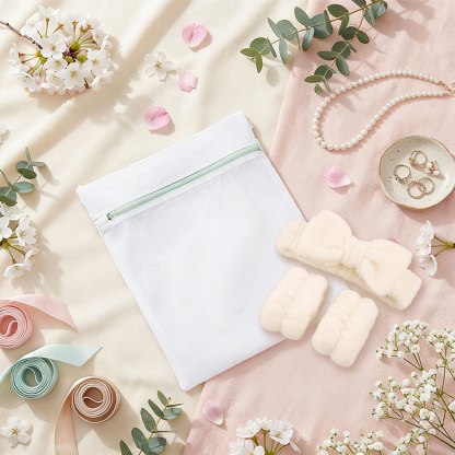 VEIMIA Gifts Pack (2 Items)- Wash Laundry Bag & Skincare Headband Wristband Set
