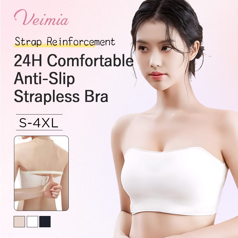 Anti-slip Strapless Bra - 24 Hours Comfortable Strong Stability & No Tightness Feeling With Reinforced Back Strap VEIMIA
