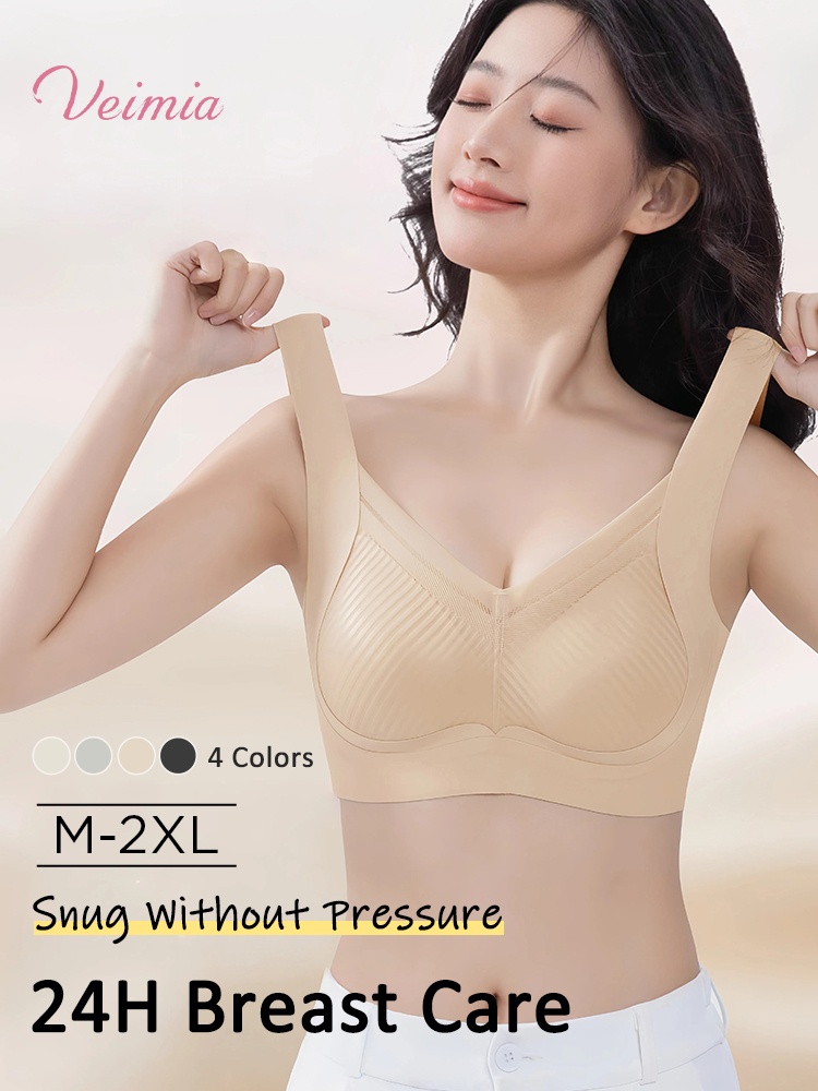 24H Comfortable Sleep Bra Wireless Anti-sagging Lift, Seamless Invisible Designs For Light Color Clothe VEIMIA