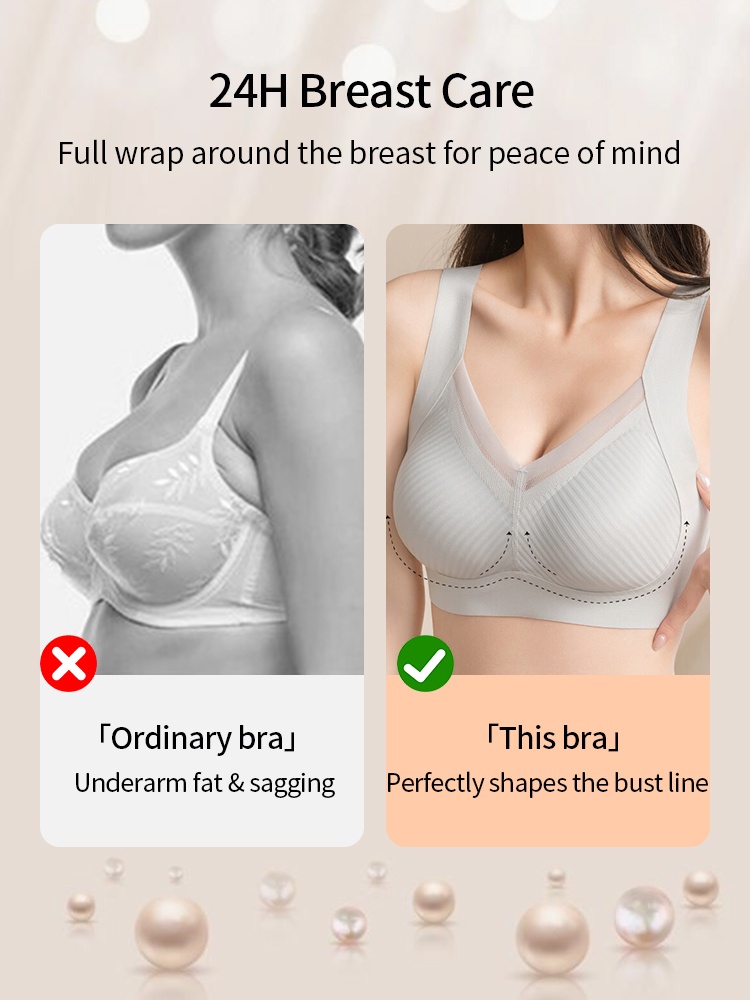 24H Comfortable Sleep Bras Wireless Anti-sagging Lift, Seamless Invisible Design For Light Color Clothes VEIMIA