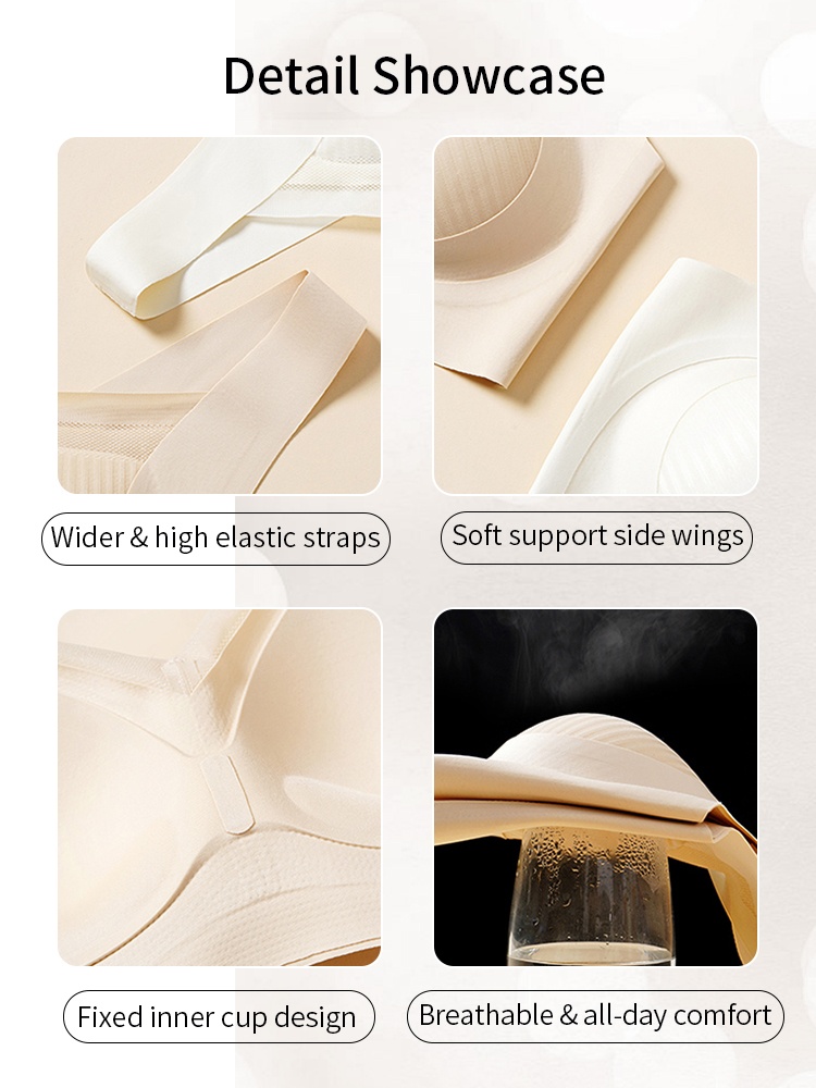 24H Comfortable Sleep Bras Wireless Anti-sagging Lift, Seamless Invisible Designs For Light Color Clothes VEIMIA