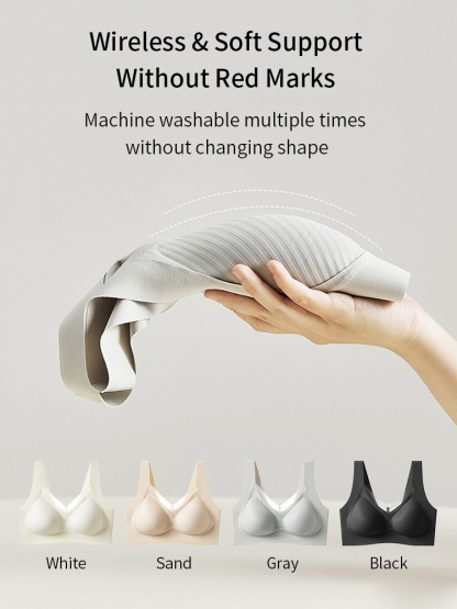24H Comfortable Sleep Bra Wireless Anti-sagging Lifts, Seamless Invisible Designs For Light Color Clothes VEIMIA