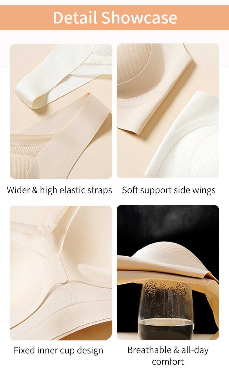 24H Comfortable Sleep Bra Wireless Anti-sagging Lifts, Seamless Invisible Design For Light Color Clothe VEIMIA