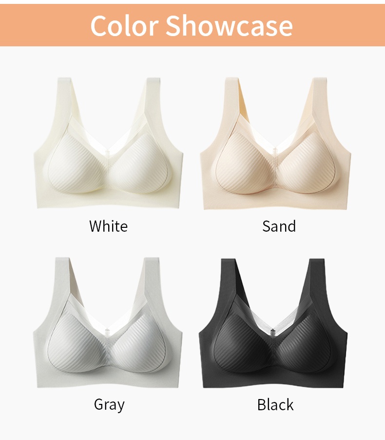 24H Comfortable Sleep Bras Wireless Anti-sagging Lifts, Seamless Invisible Design For Light Color Clothe VEIMIA
