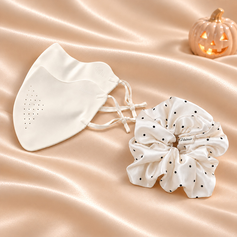 VEIMIA Halloween Gifts (2 Items)- Polka Dot Scrunchie & UV Face Mask