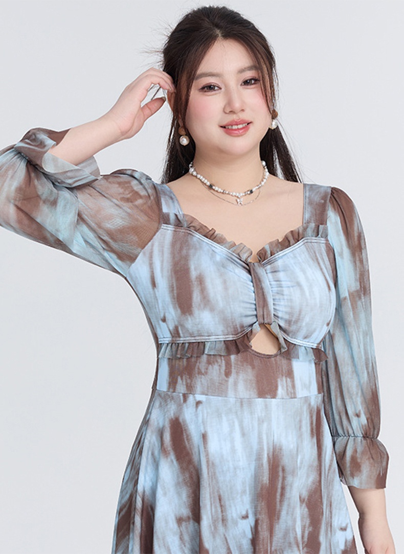 Trendy Mesh Long Sleeve One-piece Swim Dress For Slimming VEIMIA