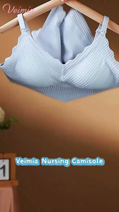 VEIMIA Comfortable Nursing Clothes No Bra Needed Cami, Easy Nursing With Top Open Buckles, Fixed 3D Pads For Extra Breasts Milk-engorgement Space