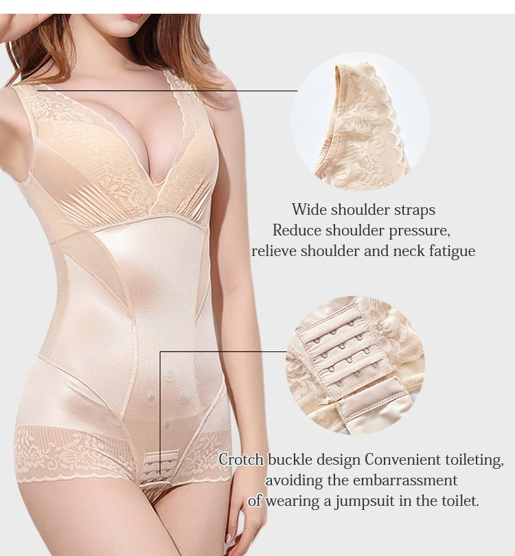 V-neck Seamless Professional Body Shaper Tummy Tightening Womens Bodysuit Energy Stone Lift Hip Veimia