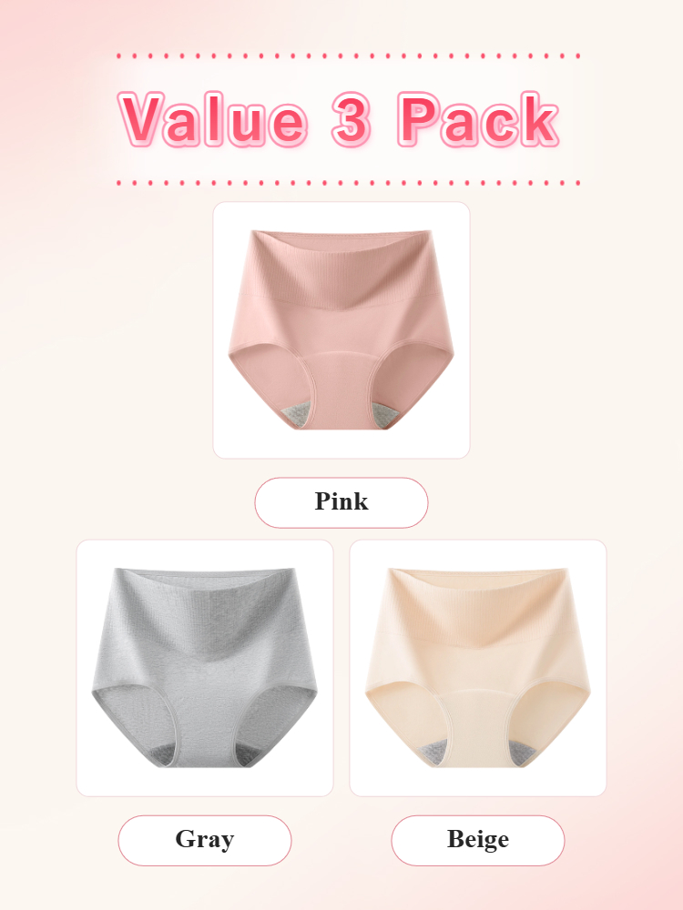 3-5 Bundles Secure Period Panty All-day Leak-proof Design, Airy 95% Cotton & Full Coverage VEIMIA