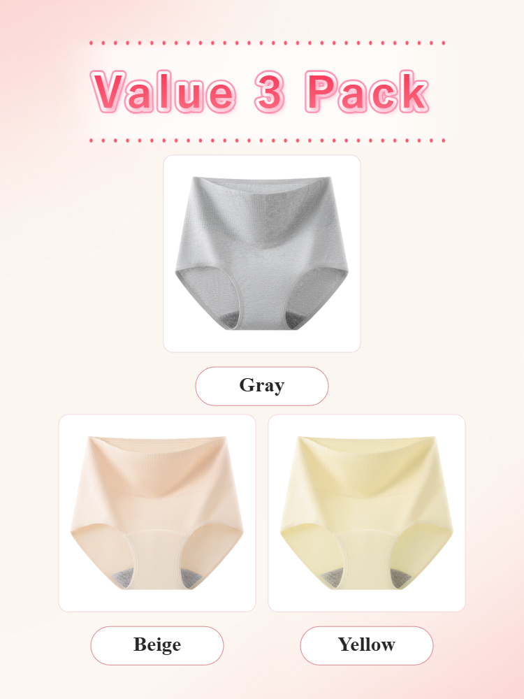 3-5 Pack Secure Menstrual Panty All-day Leak-proof Style, Airy 95% Cottons & Full Fit VEIMIA