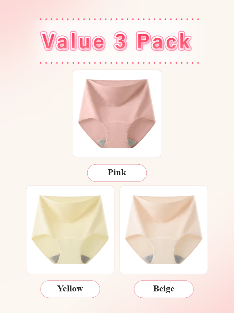 VEIMIA 3-5 Pack Secure Period Panties All-day Leak-proof Design, Airy 95% Cotton & Full Coverage