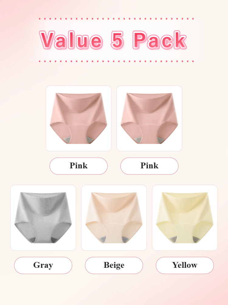 3-5 Sets Secure Period Panties All-day Leak-proof Design, Airy 95% Cottons & Full Coverage VEIMIA