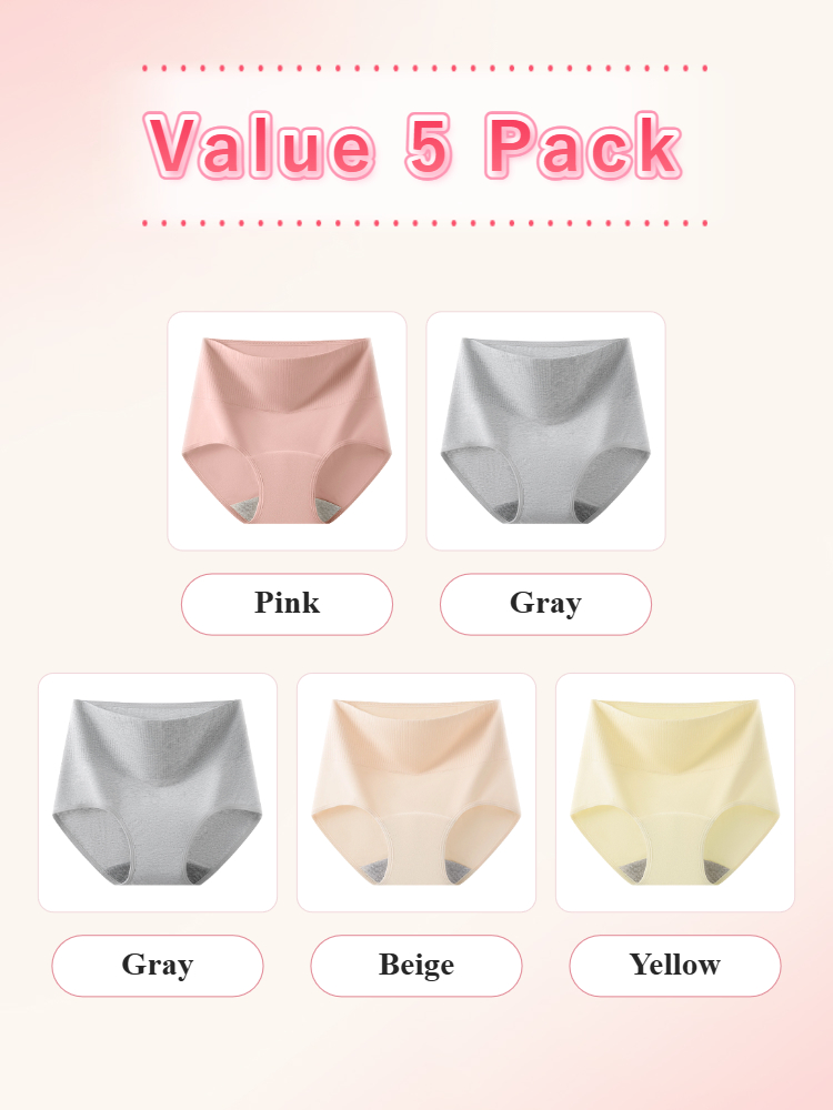 3-5 Bundles Secure Menstrual Panties All-day Leak-proof Style, Airy 95% Cotton & Full Fit VEIMIA