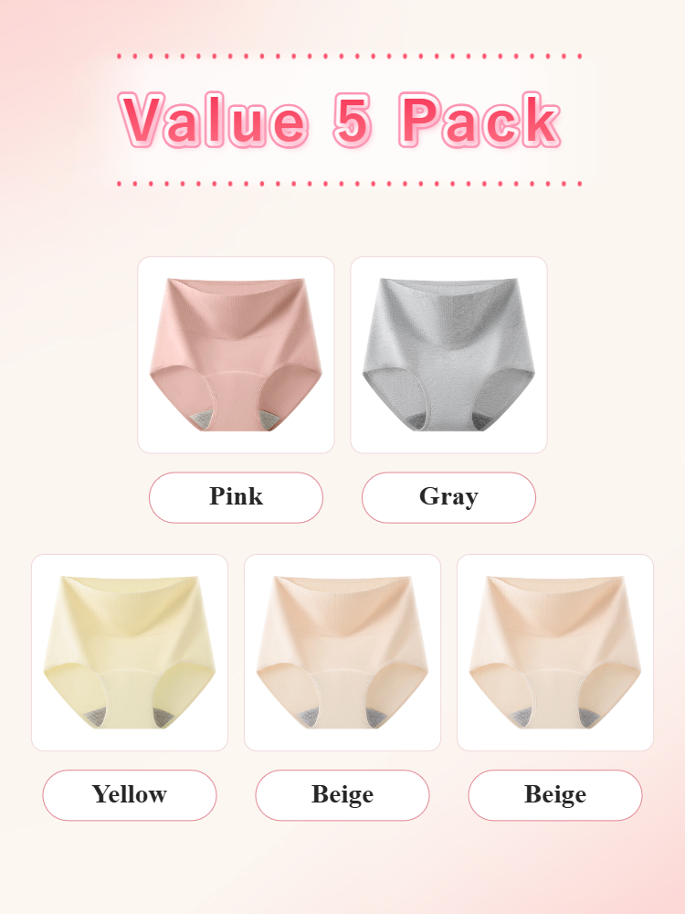 3-5 Packs Secure Cycle Panties All-day Leak-proof Cut, Airy 95% Cotton & Full Hold VEIMIA