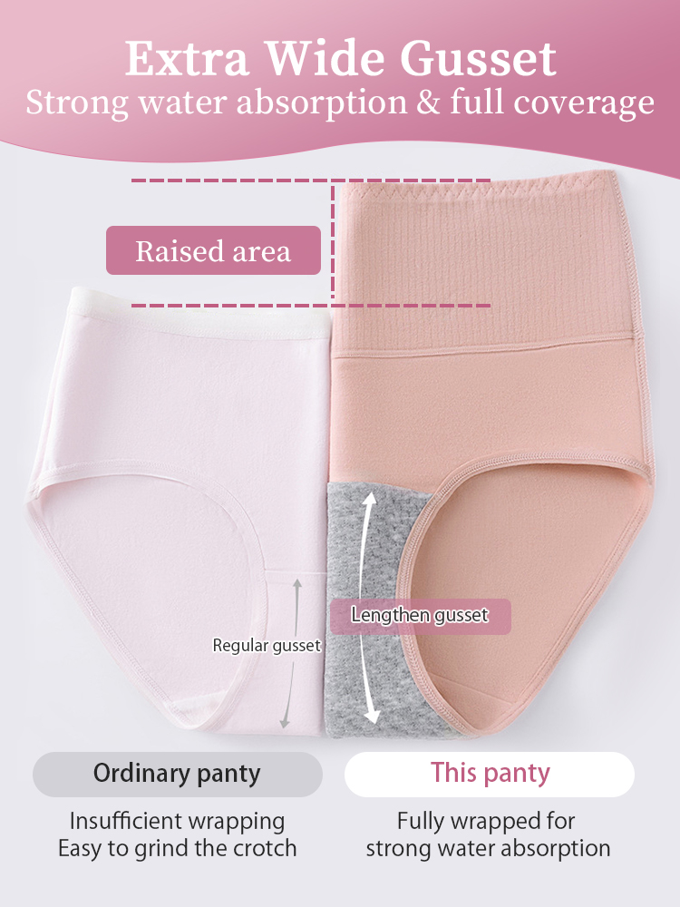 3-5 Pack Secure Period Panties All-day Leak-proof Cuts, Airy 95% Cotton & Full Coverage VEIMIA