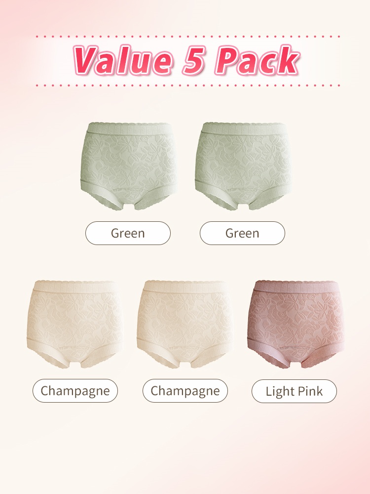 3-7 Set Seamless Combed Cotton Panties Full Cut & Sensitive Skin-friendly With Antibacterial Gusset VEIMIA
