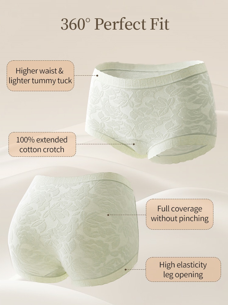 3-7 Packs Seamless Cotton Panties Full Fit & Sensitive Skin-friendly With Antibacterial Crotch VEIMIA

