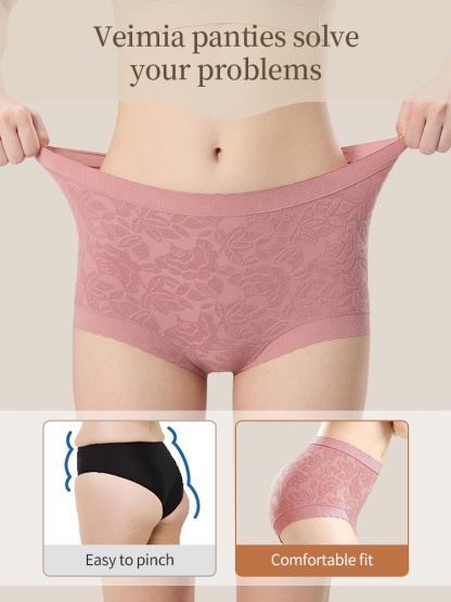 3-7 Pack Seamless Cotton Panties Full Fits & Sensitive Skin-friendly With Antibacterial Crotch VEIMIA

