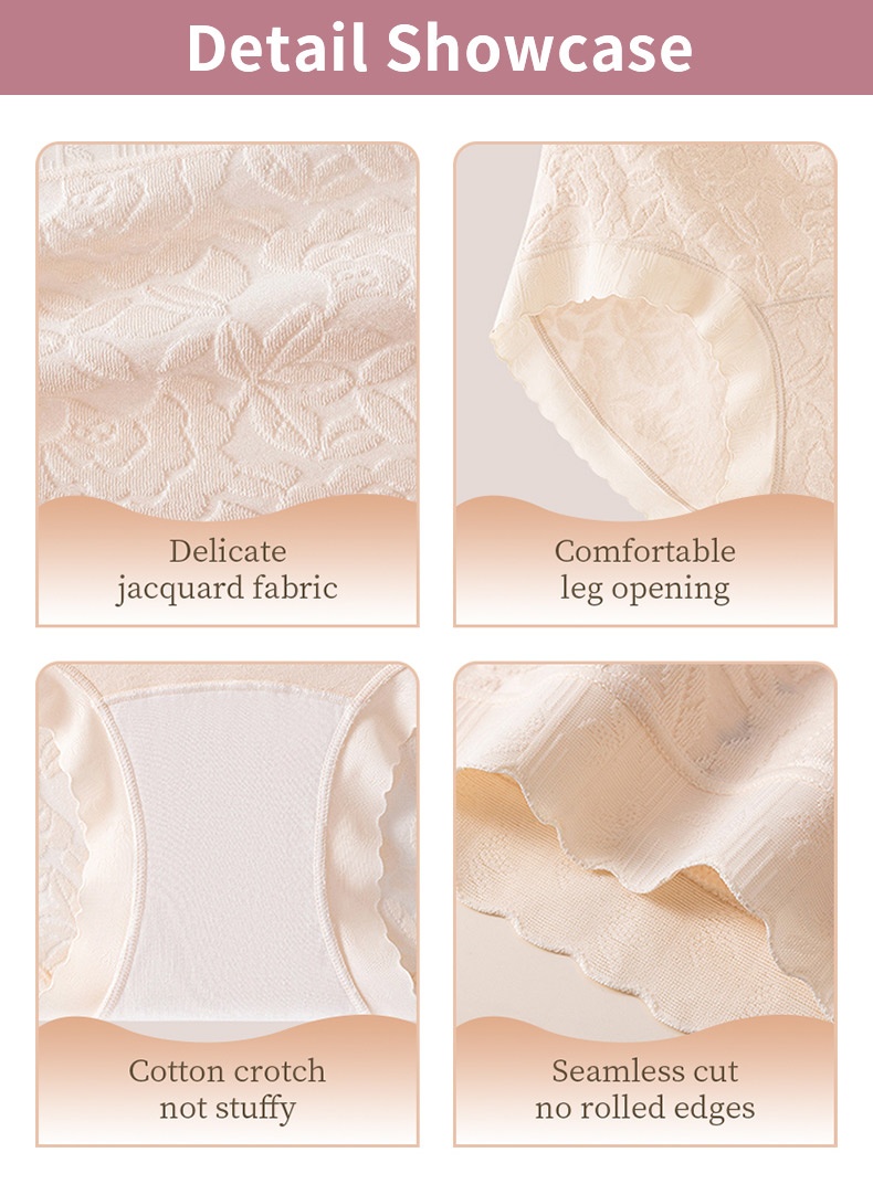 3-7 Set Seamless Cotton Panties Full Coverage & Sensitive Skin-friendly With Antibacterial Crotch VEIMIA