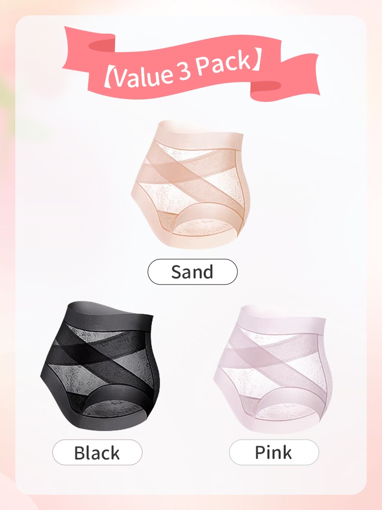 3-7 Packs Seamless High Waists Panty X-bands Light Tummy Controls With Breathable & Antibacterial Ice Silk Fabric VEIMIA