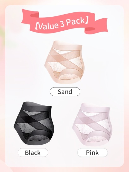 3-7 Packs Seamless High Waists Panty X-bands Light Tummy Controls With Breathable & Antibacterial Ice Silk Fabric VEIMIA