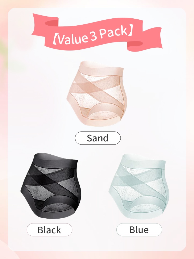 3-7 Pack Seamless High Waists Panty X-bands Light Tummy Controls With Breathable & Antibacterial Ice Silk Fabrics VEIMIA