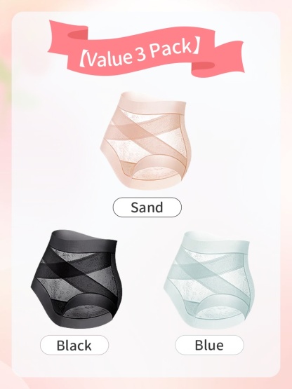 3-7 Pack Seamless High Waists Panty X-bands Light Tummy Controls With Breathable & Antibacterial Ice Silk Fabrics VEIMIA