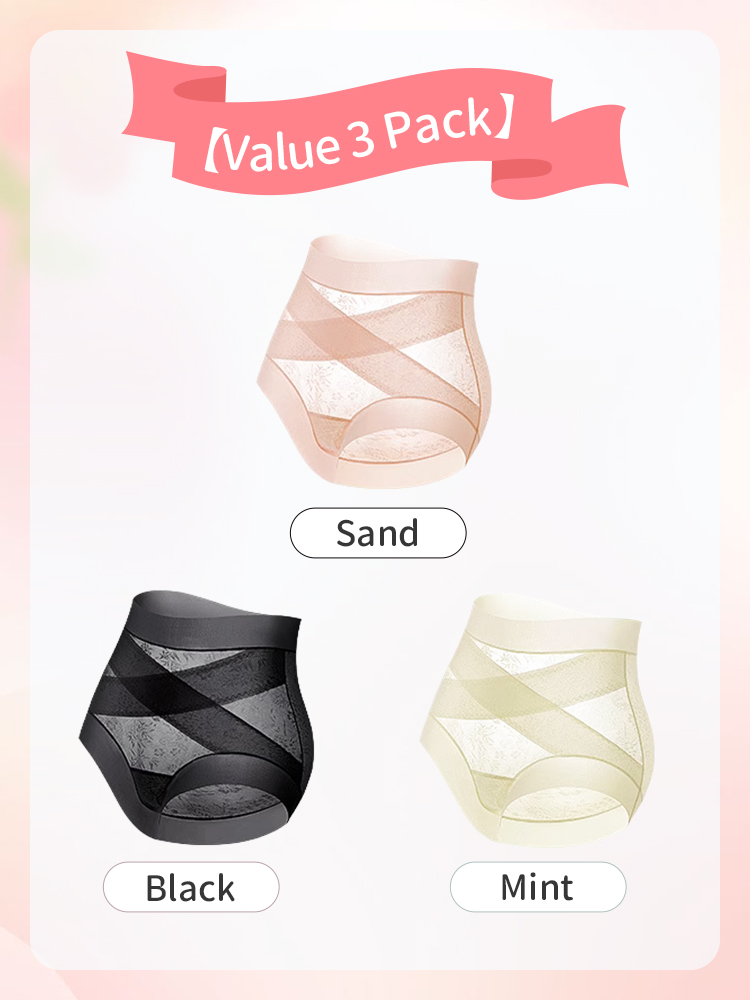 3-7 Packs Seamless High Waists Panties X-bands Light Tummy Controls With Breathable & Antibacterial Ice Silk Fabrics VEIMIA