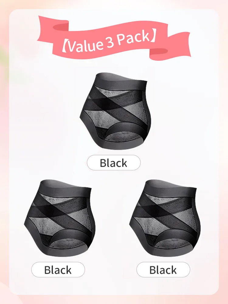 3-7 Pack Seamless High Waist Panties X-band Light Tummy Control With Breathable & Antibacterial Ice Silk Fabric VEIMIA