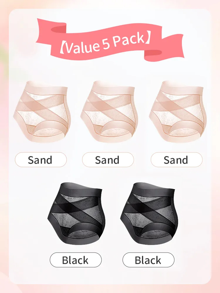 3-7 Pack Seamless High Waist Panties X-band Light Tummy Control With Breathable & Antibacterial Ice Silk Fabric VEIMIA