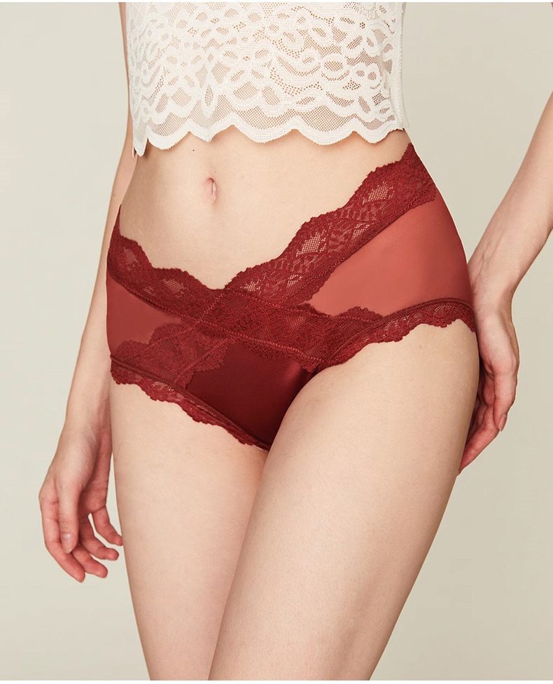 3-7 Pack Sexy Lace Panties X-waist Shapes Comfortable & Airy With Extended Silk Gusset VEIMIA