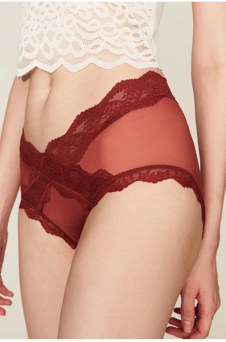 3-7 Packs Sexy Lace Panties X-waist Cut Comfortable & Airy With Extended Silk Gusset VEIMIA