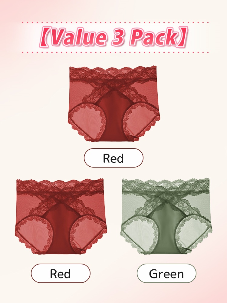 3-7 Packs Sexy Lace Accent Panties X-waist Design Comfortable & Airy With Extended Silk Gusset VEIMIA
