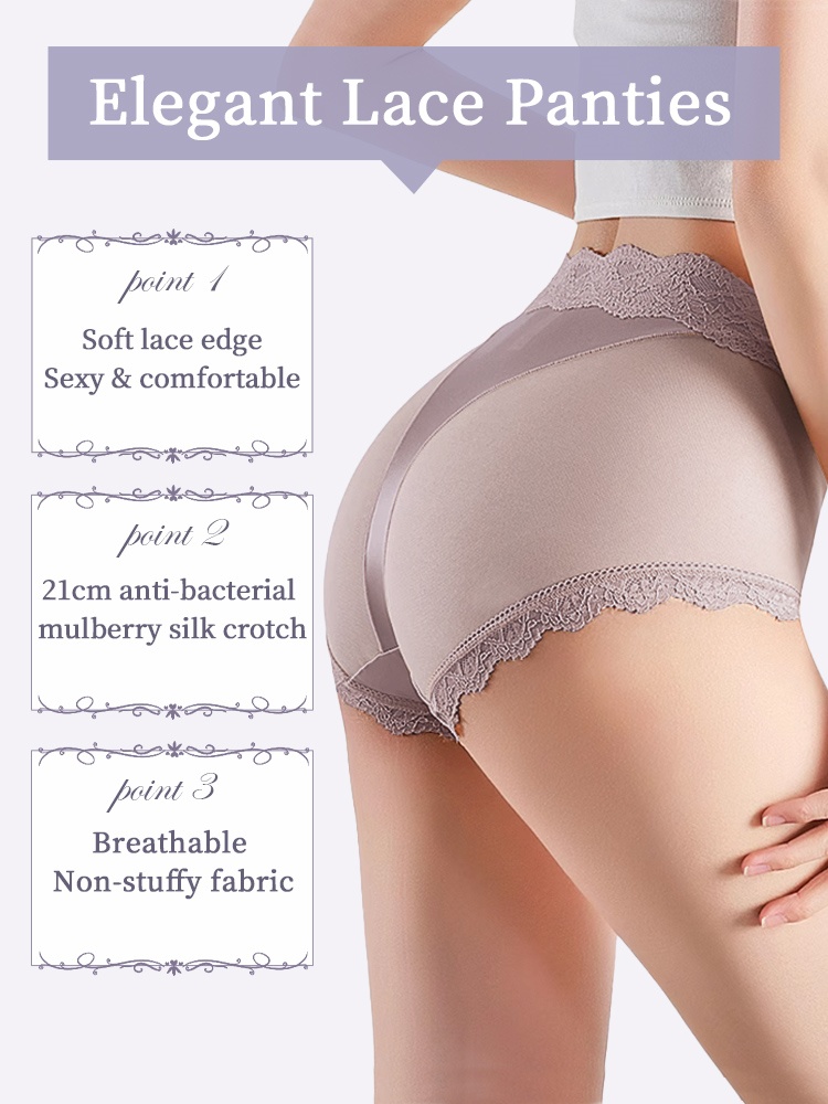 3-7 Pack Sexy Lace Panties X-waist Styles Comfortable & Airy With Extended Silk Gusset VEIMIA
