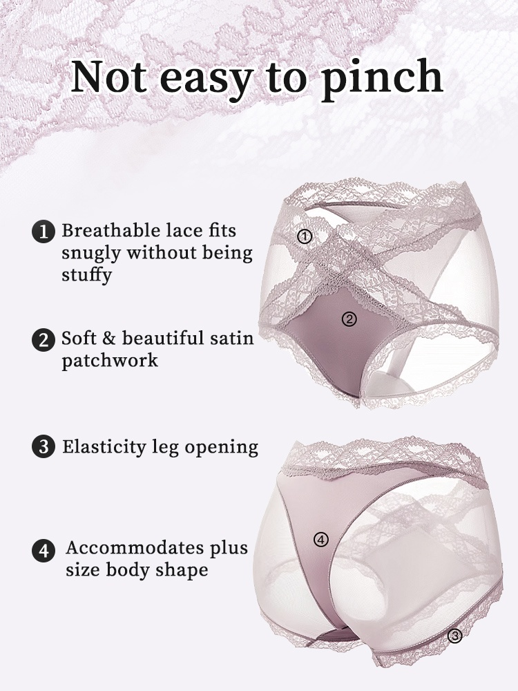 3-7 Packs Sexy Lace Panties X-waist Styles Comfortable & Airy With Extended Silk Gusset VEIMIA
