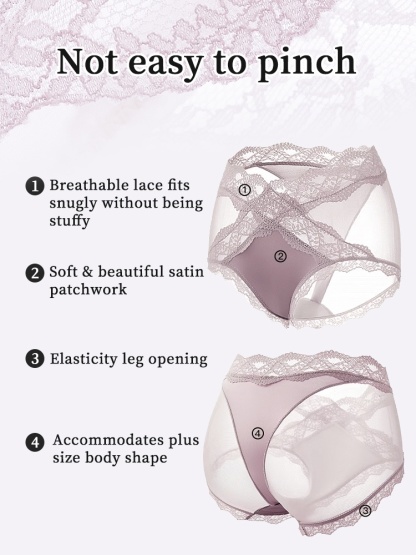 3-7 Packs Sexy Lace Panties X-waist Styles Comfortable & Airy With Extended Silk Gusset VEIMIA

