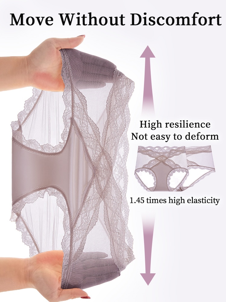 3-7 Packs Sexy Lace Panties X-waist Design Comfortable & Airy With Extended Silk Liner VEIMIA
