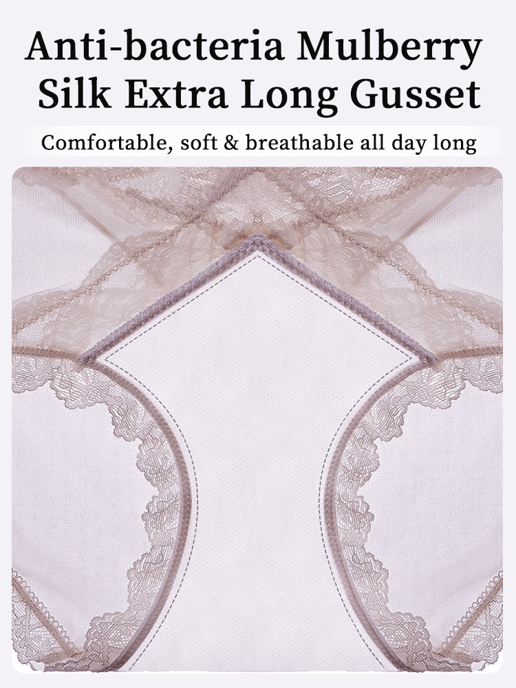 3-7 Packs Sexy Lace Panties X-waist Design Comfortable & Airy With Extended Silk Liners VEIMIA
