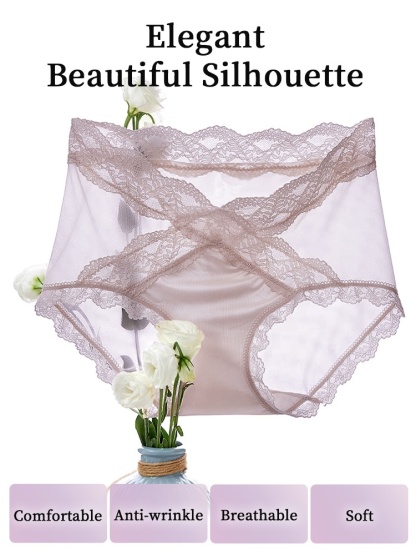 3-7 Packs Sexy Lace Panties X-waist Design Comfortable & Airy With Extended Silk Crotch Panel VEIMIA
