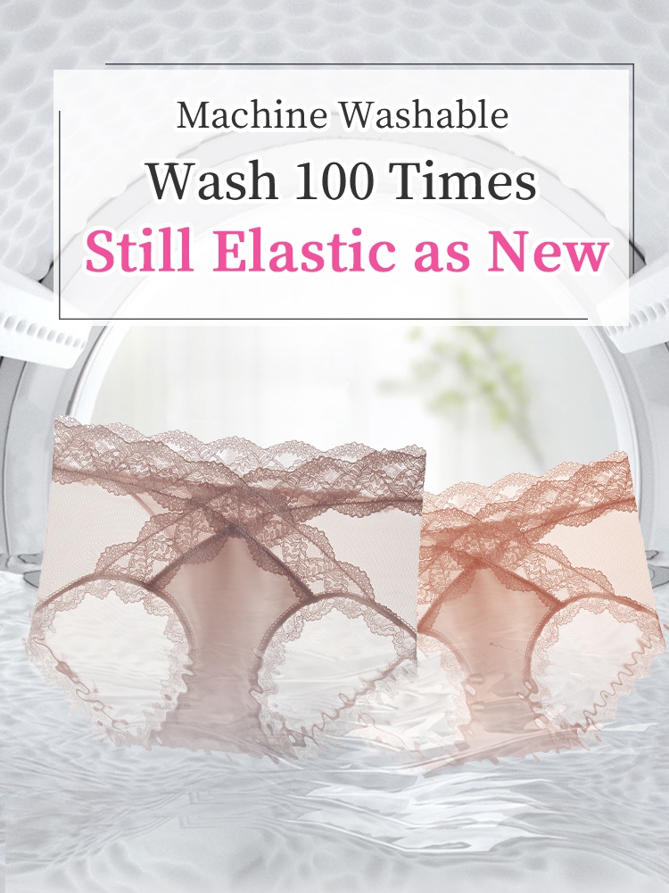 3-7 Packs Sexy Lace Trim Panties X-waist Design Comfortable & Airy With Extended Silk Gusset VEIMIA
