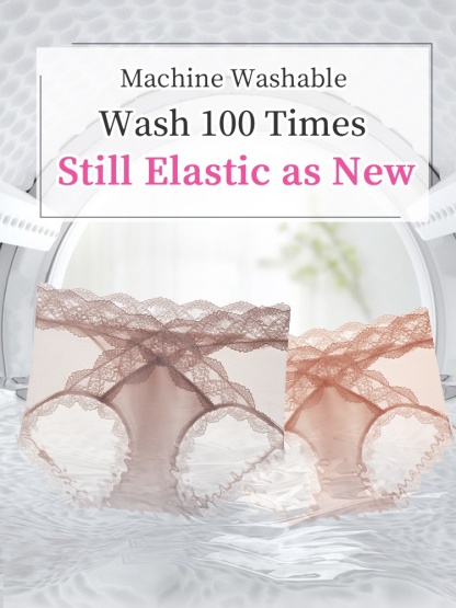 3-7 Packs Sexy Lace Trim Panties X-waist Design Comfortable & Airy With Extended Silk Gusset VEIMIA
