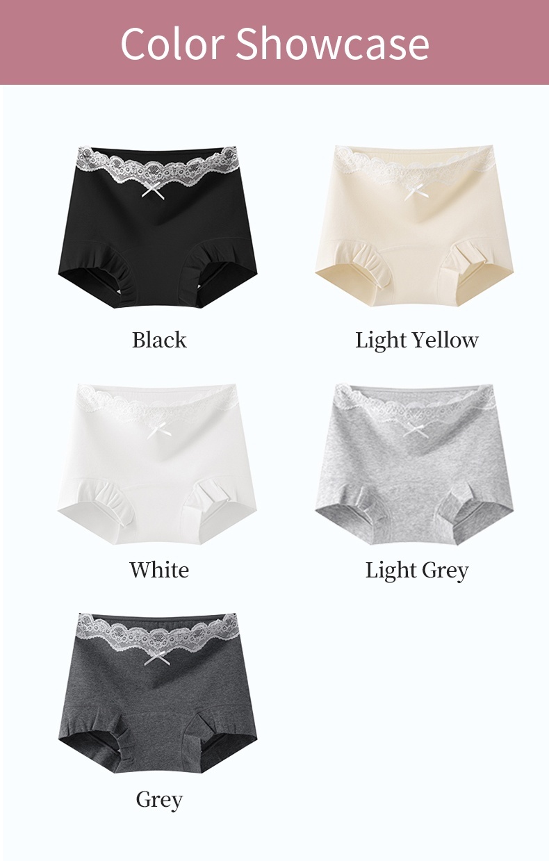 3-7 Pack Stylish Cotton Panties Boyshorts Design With Lace Trims, Secure Antibacterial Protection & Comfort Feel VEIMIA