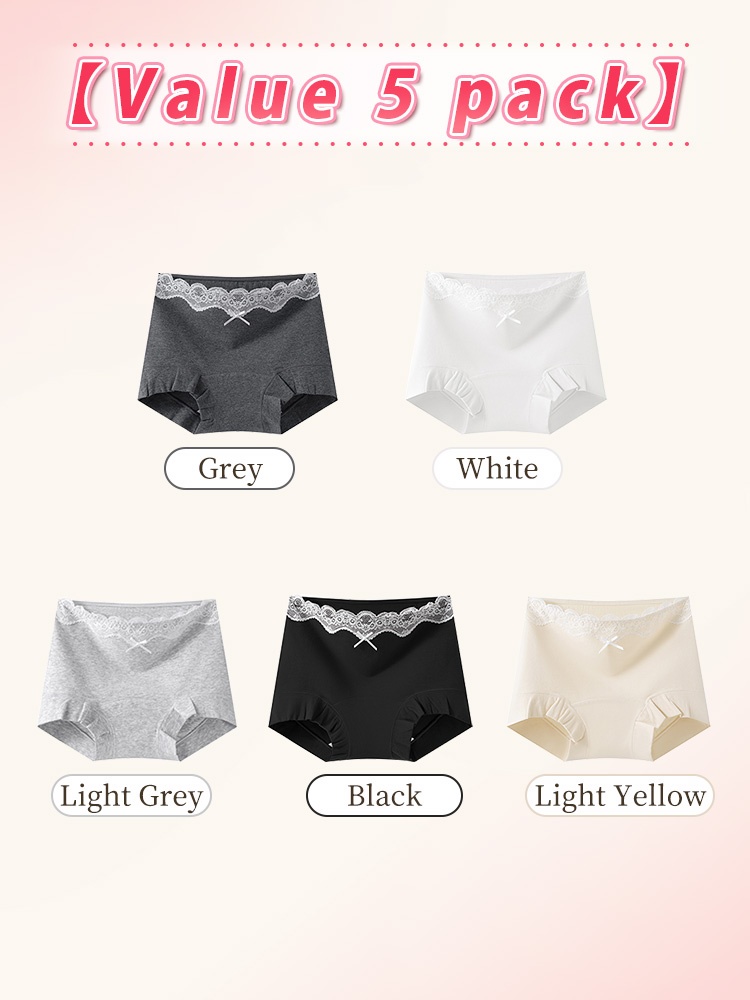 3-7 Pack Stylish Cotton Panties Boyshorts Designs With Lace Trims, Secure Antibacterial Protection & Comfort Feel VEIMIA