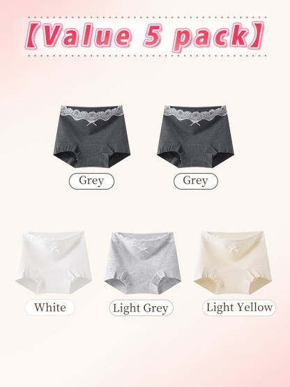 3-7 Pack Stylish Cotton Panties Boyshorts Designs With Lace Trim, Secure Antibacterial Protections & Comfort Feel VEIMIA