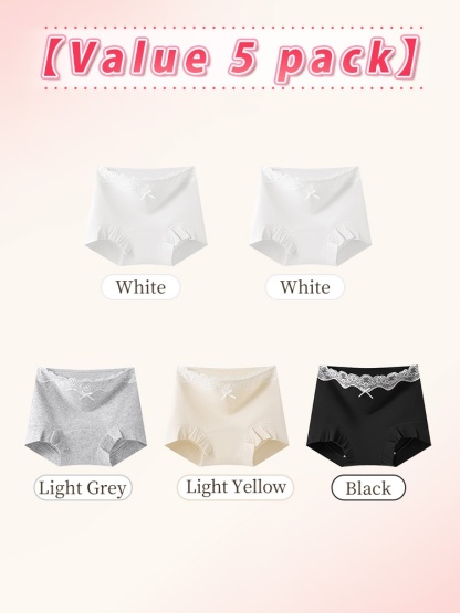 3-7 Pack Stylish Cotton Panties Boyshorts Designs With Lace Trim, Secure Antibacterial Protection & Comfort Feels VEIMIA